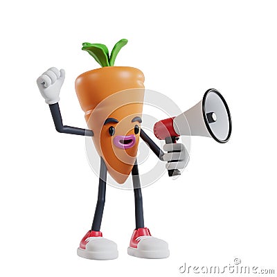 cartoon carrot character announced over the loudspeaker and raised his hand Cartoon Illustration