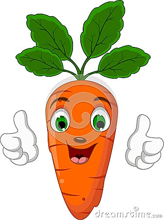 Cartoon Carrot Character giving thumbs up Stock Photo