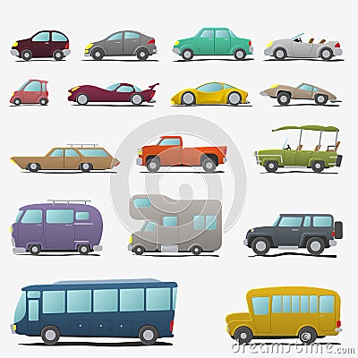 Cartoon cars set Vector Illustration