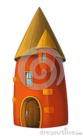 Cartoon castle - castle tower or kind of medieval prison - Cartoon Illustration