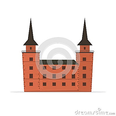 Cartoon castle, medieval fortress icon Vector Illustration