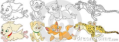 Cartoon cat dog set Vector Illustration