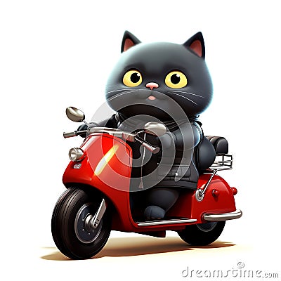 Cartoon Cat driver. Sticker Clipart. AI generated Stock Photo