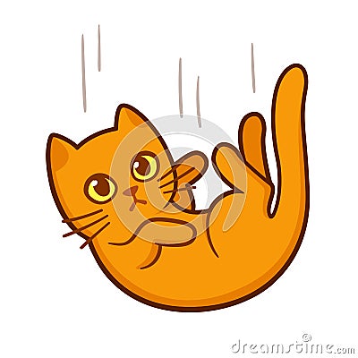 Cartoon cat falling Vector Illustration