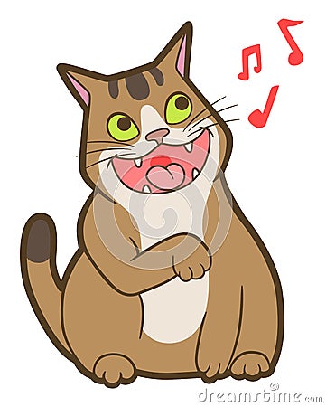 Cartoon cat is sings Vector Illustration