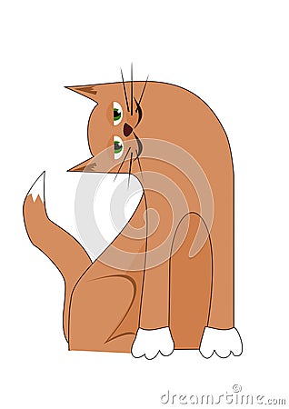 Cartoon cat with tilted head Vector Illustration