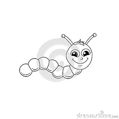 Cartoon caterpillar vector illustration black outline Vector Illustration