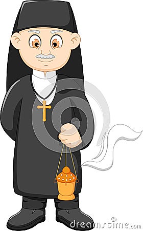 Cartoon catholic priest Stock Photo