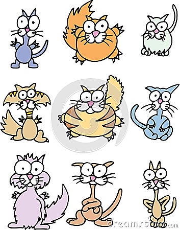 Cartoon Cats Vector Illustration