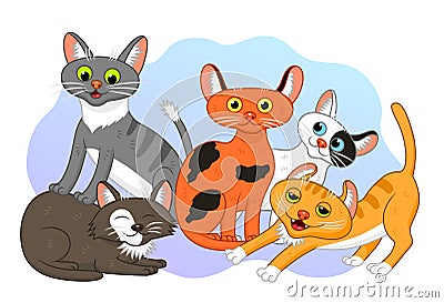 Cartoon cats Vector Illustration