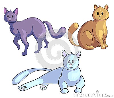 Cartoon cats set Vector Illustration