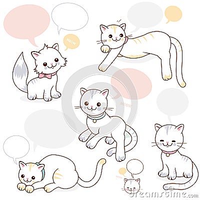 Cartoon cats with speech bubbles. Vector illustration Vector Illustration