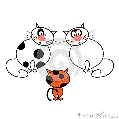 Cartoon cats on white background Vector Illustration
