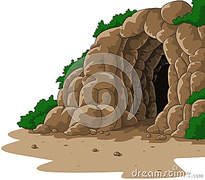 Cartoon cave isolated on white background Vector Illustration