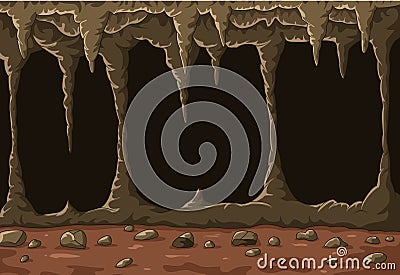 Cartoon the cave with stalactites Vector Illustration