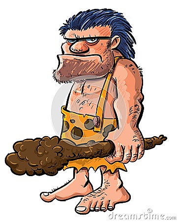 Cartoon caveman with a club. Stock Photo