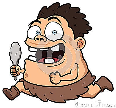 Cartoon caveman running Vector Illustration