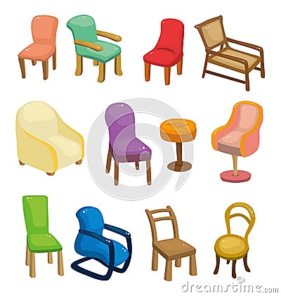 Cartoon chair furniture icon set Vector Illustration