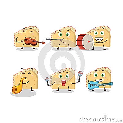Cartoon character of apple sandwich playing some musical instruments Vector Illustration