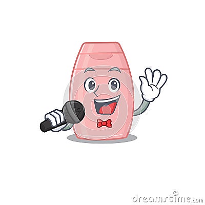 Cartoon character of baby cream sing a song with a microphone Vector Illustration