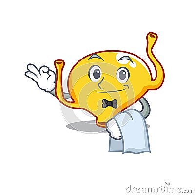 A cartoon character of bladder waiter working in the restaurant Vector Illustration