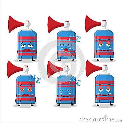 Cartoon character of blue air horn with sleepy expression Vector Illustration