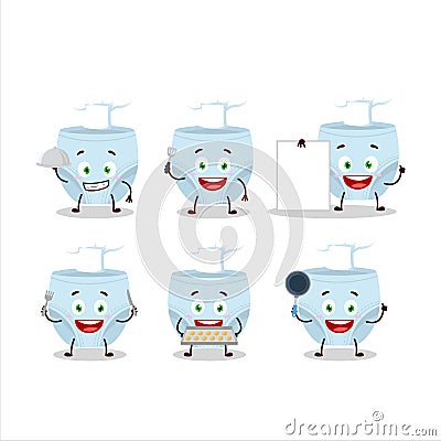 Cartoon character of blue baby diapers with various chef emoticons Vector Illustration