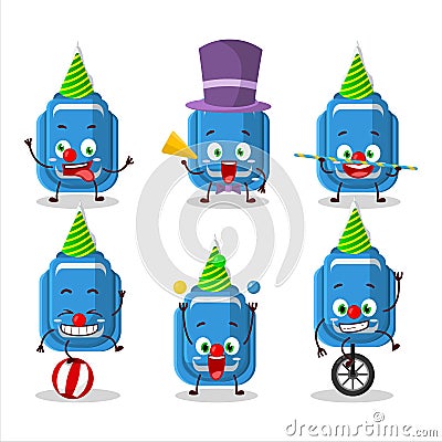 Cartoon character of blue correction pen with various circus shows Vector Illustration