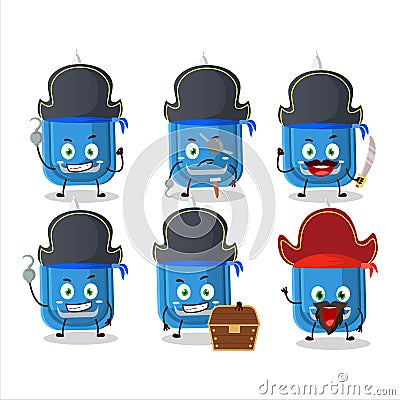 Cartoon character of blue correction pen with various pirates emoticons Vector Illustration
