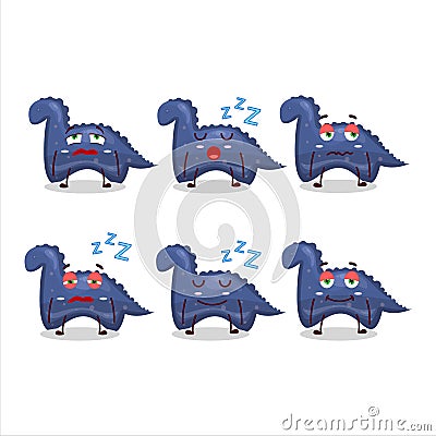 Cartoon character of blue dinosaur gummy candy with sleepy expression Vector Illustration