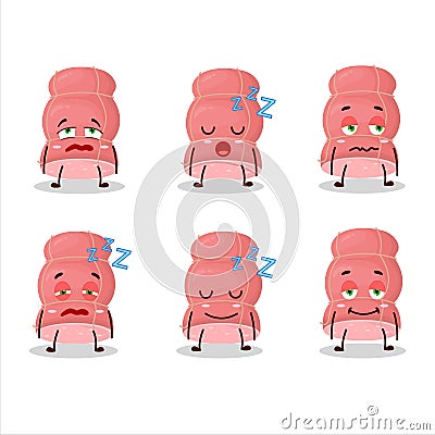 Cartoon character of boiled sausage with sleepy expression Vector Illustration