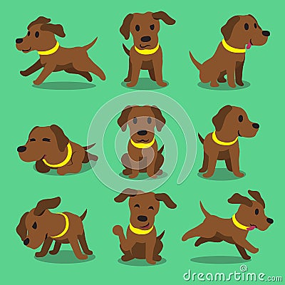 Cartoon character brown labrador dog poses Vector Illustration