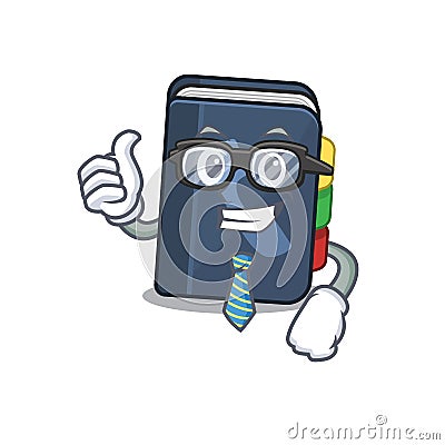 Cartoon character of Businessman phone book wearing glasses Vector Illustration