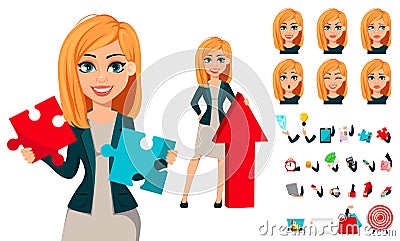 Cartoon character businesswoman with blonde hair Vector Illustration