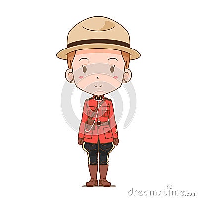 Canadian female police officer. Royal Canadian Mounted Police. Vector Illustration