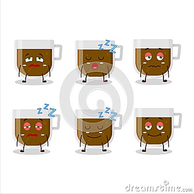 Cartoon character of cup of coffee with sleepy expression Vector Illustration