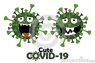 The cartoon character of the cute covid-19 virus Vector Illustration