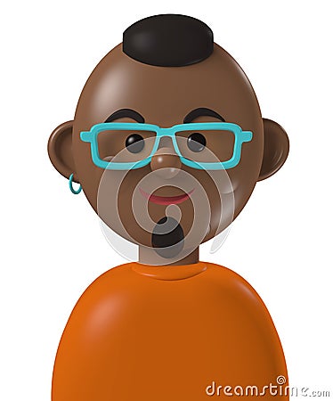 Cartoon character 3d avatar happy young black man Stock Photo