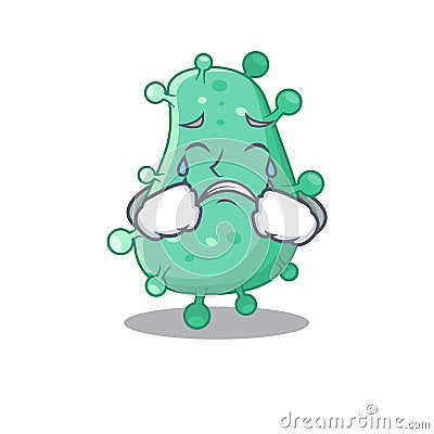 Cartoon character design of agrobacterium tumefaciens with a crying face Vector Illustration