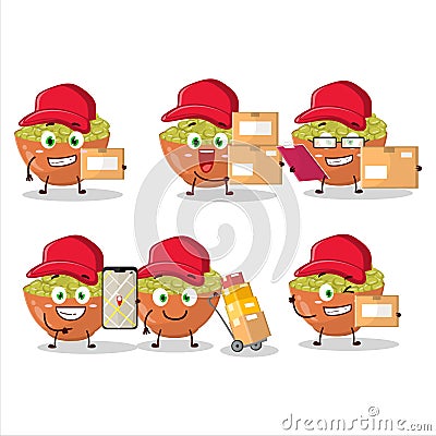 Cartoon character design of mung beans working as a courier Vector Illustration