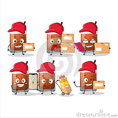 Cartoon character design of root beer with ice cream working as a courier Cartoon Illustration