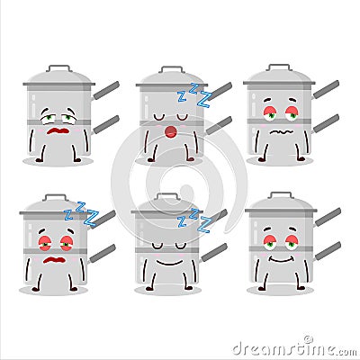 Cartoon character of double boiler with sleepy expression Vector Illustration