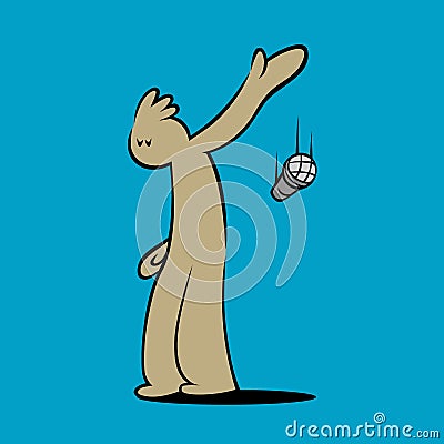 Cartoon character dropping the microphone Vector Illustration