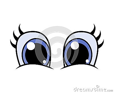 cartoon character eyes with lashes vector design isolated on white Vector Illustration