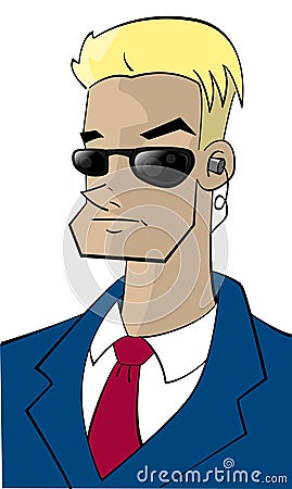 Cartoon character FBI-guy Stock Photo