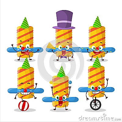 Cartoon character of firework spinner with various circus shows Vector Illustration