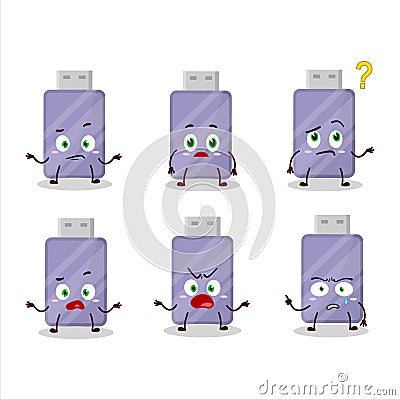 Cartoon character of flashdisk with what expression Vector Illustration