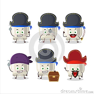 Cartoon character of glass of sake with various pirates emoticons Vector Illustration