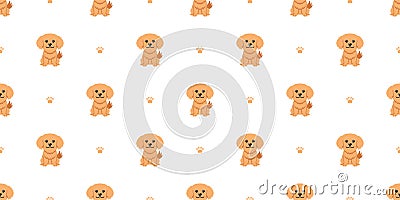 Cartoon character golden retriever dog seamless pattern background Vector Illustration