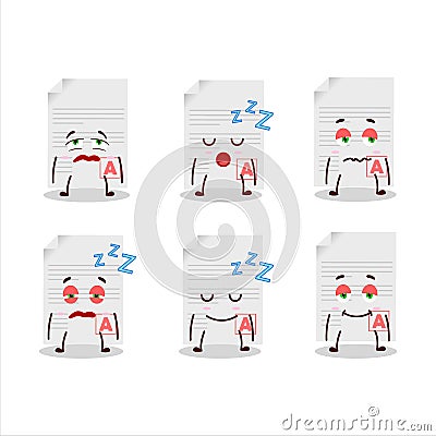 Cartoon character of grades paper with sleepy expression Vector Illustration